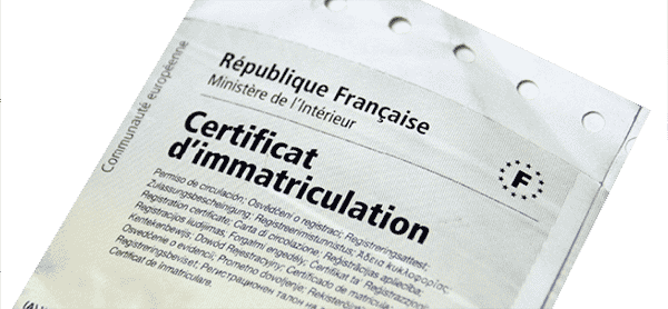 certificat d'immatriculation